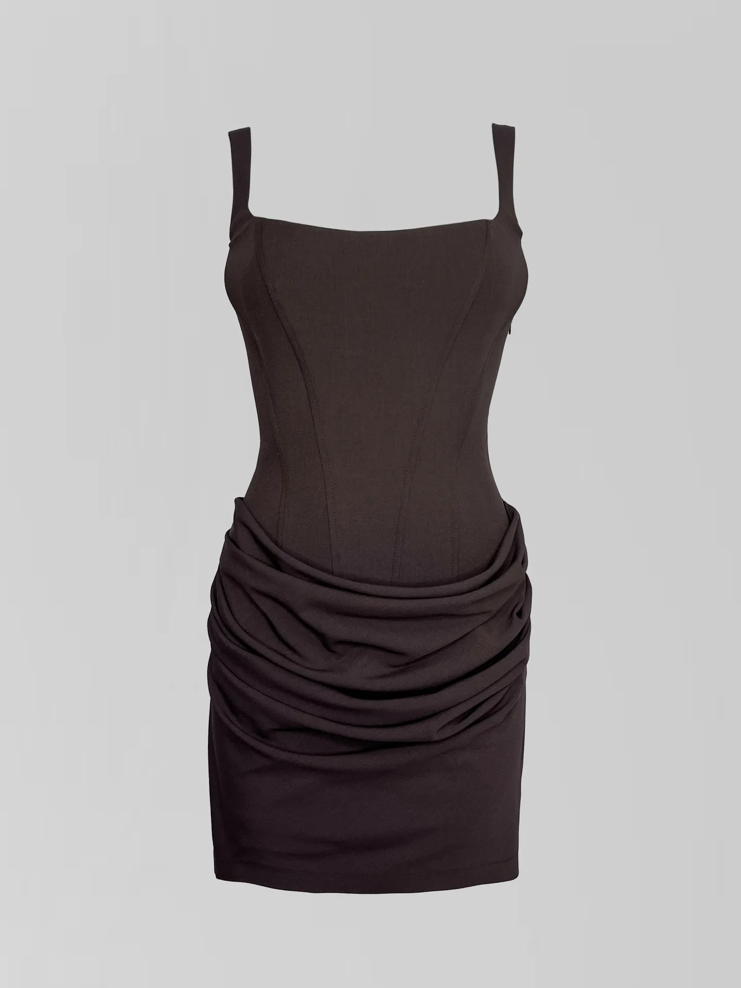 Платье Agdali Brand 1051 короткое однотонное на лямках со шнуровкой на спине