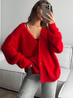 Кардиган пушистый, на пуговицах