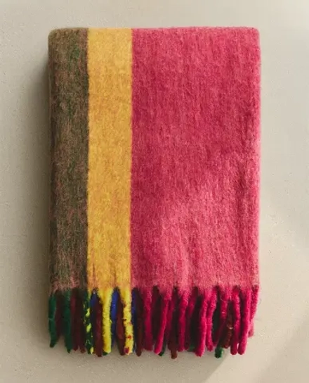 ZARA HOME ПЛЕД В ПОЛОСКУ, РАЗНОЦВЕТНЫЙ