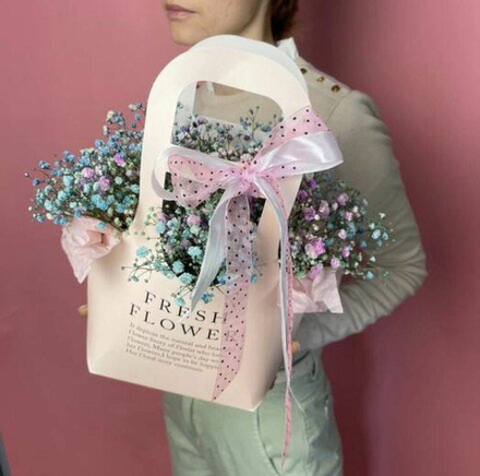 Сумочка с гипсофилой, радужная гипсафила