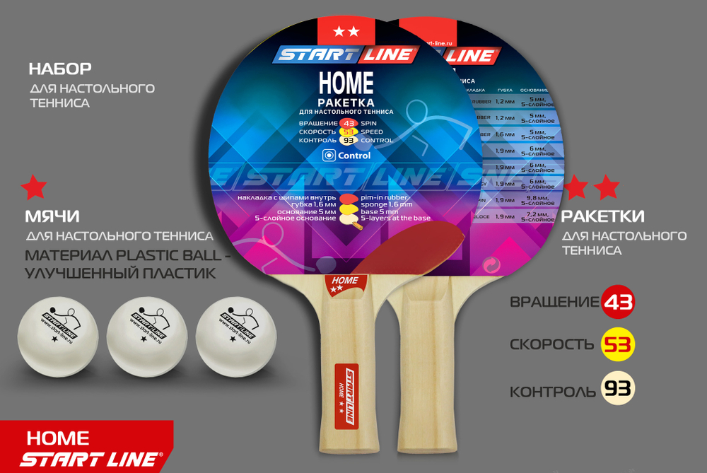 Набор 2 р-ки HOME 2 *, 3 мяча Club Select 12202