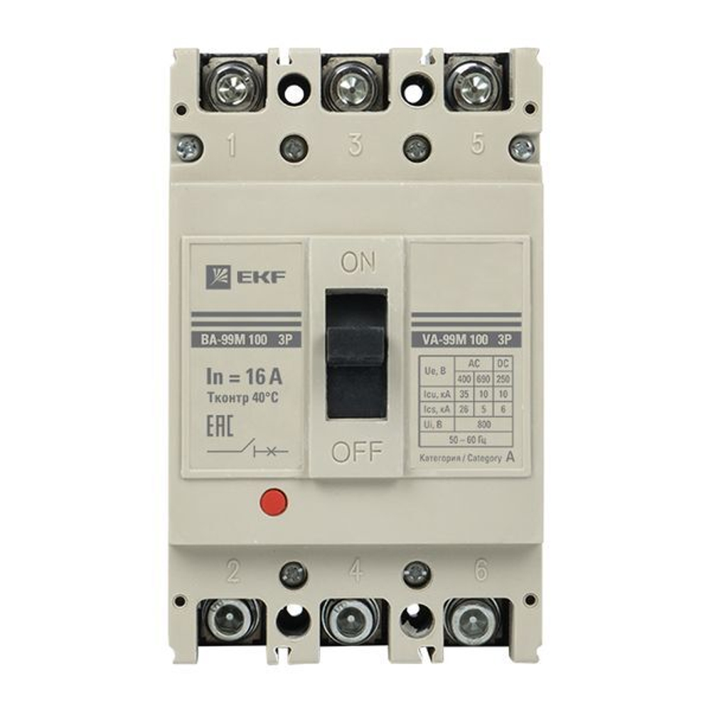 Автоматический выключатель в литом корпусе  EKF mccb99-100-16m
