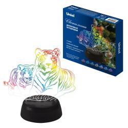 ULI-M508 RGB-3AA TIGER FAMILY-BLACK Светильник декоративный с эффектом 3D Семья тигров. на батарейках 3AA не в-к. 1 светодиод. RGB свет. TM Uniel