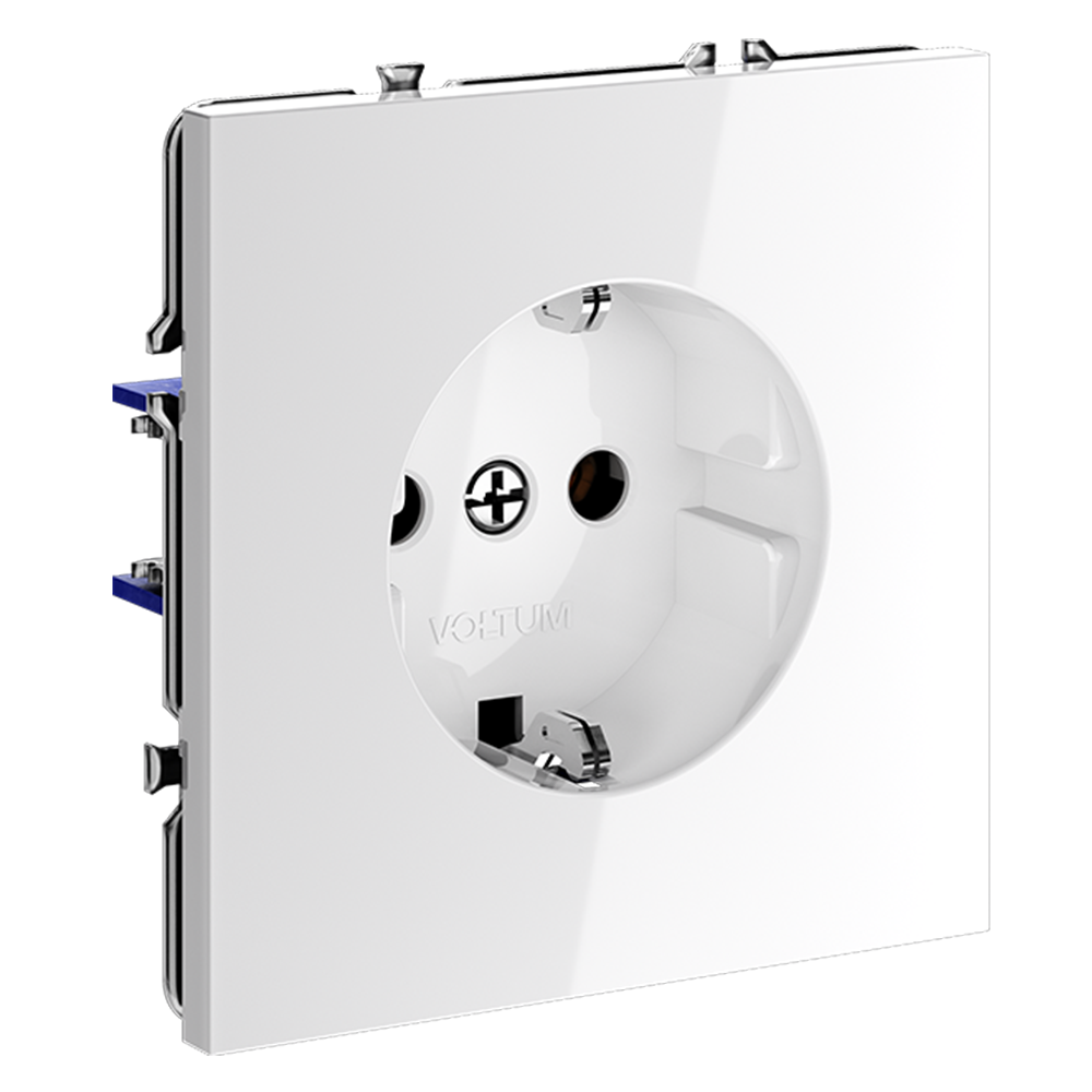 Розетка встраиваемая VOLTUM S70 с заземлением 16А, (белый глянцевый)