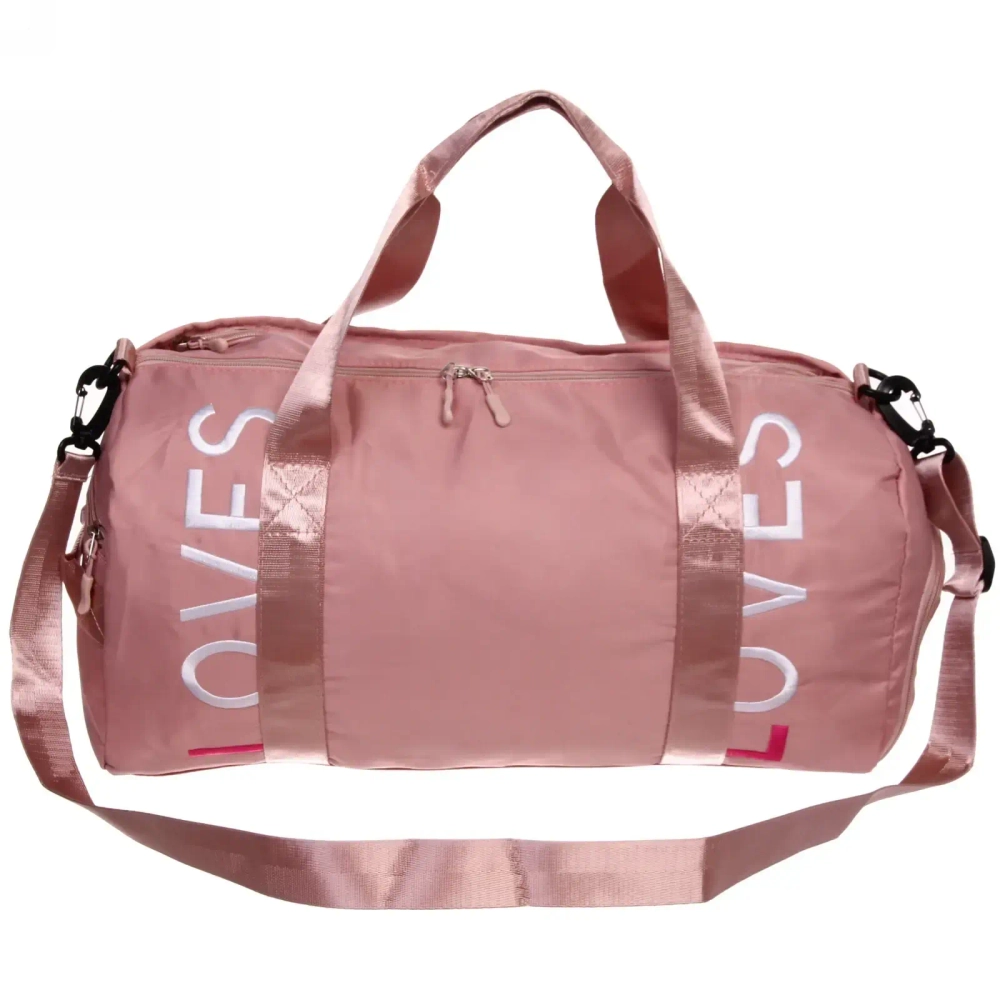 Сумка спортивная «Sport Loves», водонепроницаемый отдел + 2 кармана+отдел под обувь, цвет пудровый, 42*24*18 см