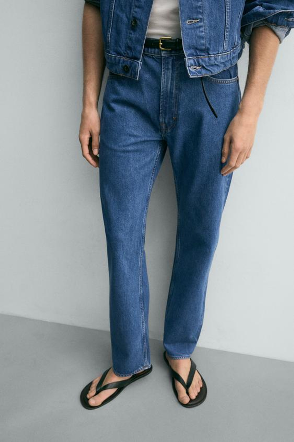 ZARA ДЖИНСЫ STRAIGHT ДЛИНОЙ ДО ЩИКОЛОТКИ, СИНИЙ