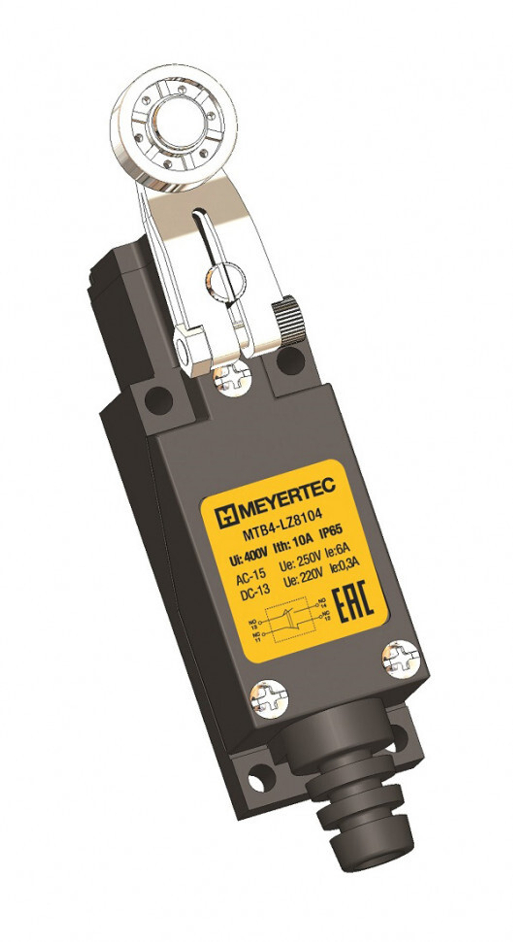 Выключатель концевой, 6 A NO+NC, IP65, ролик поворотный MTB4-LZ8104 арт. 51736