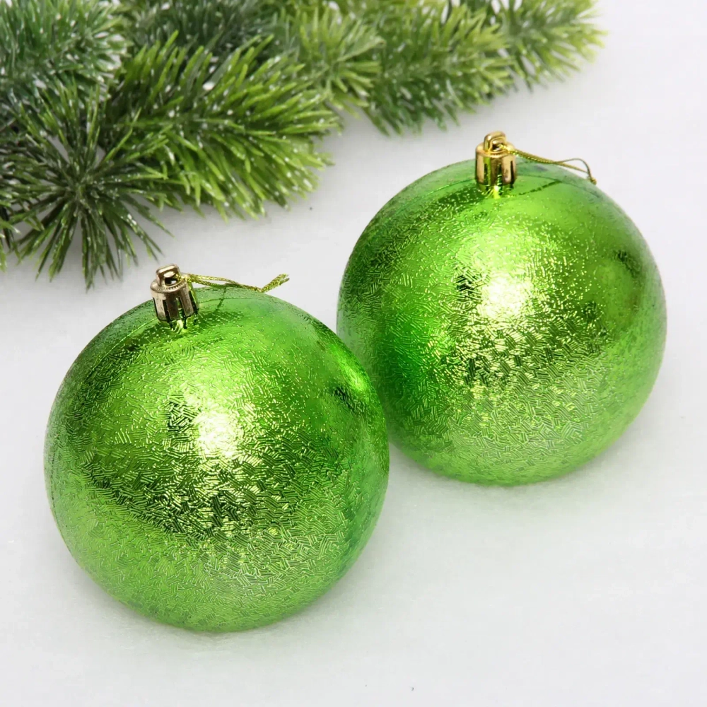 Новогодние шары 10см (набор 2шт) «Мягкий блеск», салатовый