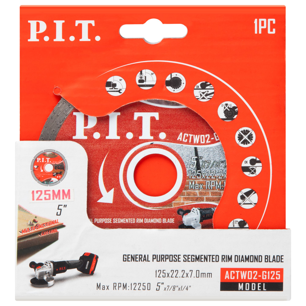 Диск алмазный отрезной (сегментированный) P.I.T. 125x22,2x1,4 мм(ACTW02-G125)