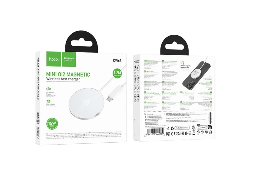 Беспроводная зарядка HOCO CW63 Qi2 15W (белый)