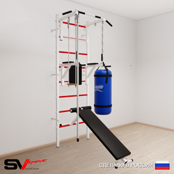 Шведская стенка Sv Sport усиленная 6862 (Турник стандарт/Брусья/Скамья/Канат/Трапеция/Цепь/Мешок 22кг)