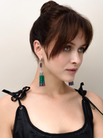 Серьги "Queen" из зеленого агата и аметиста Silver