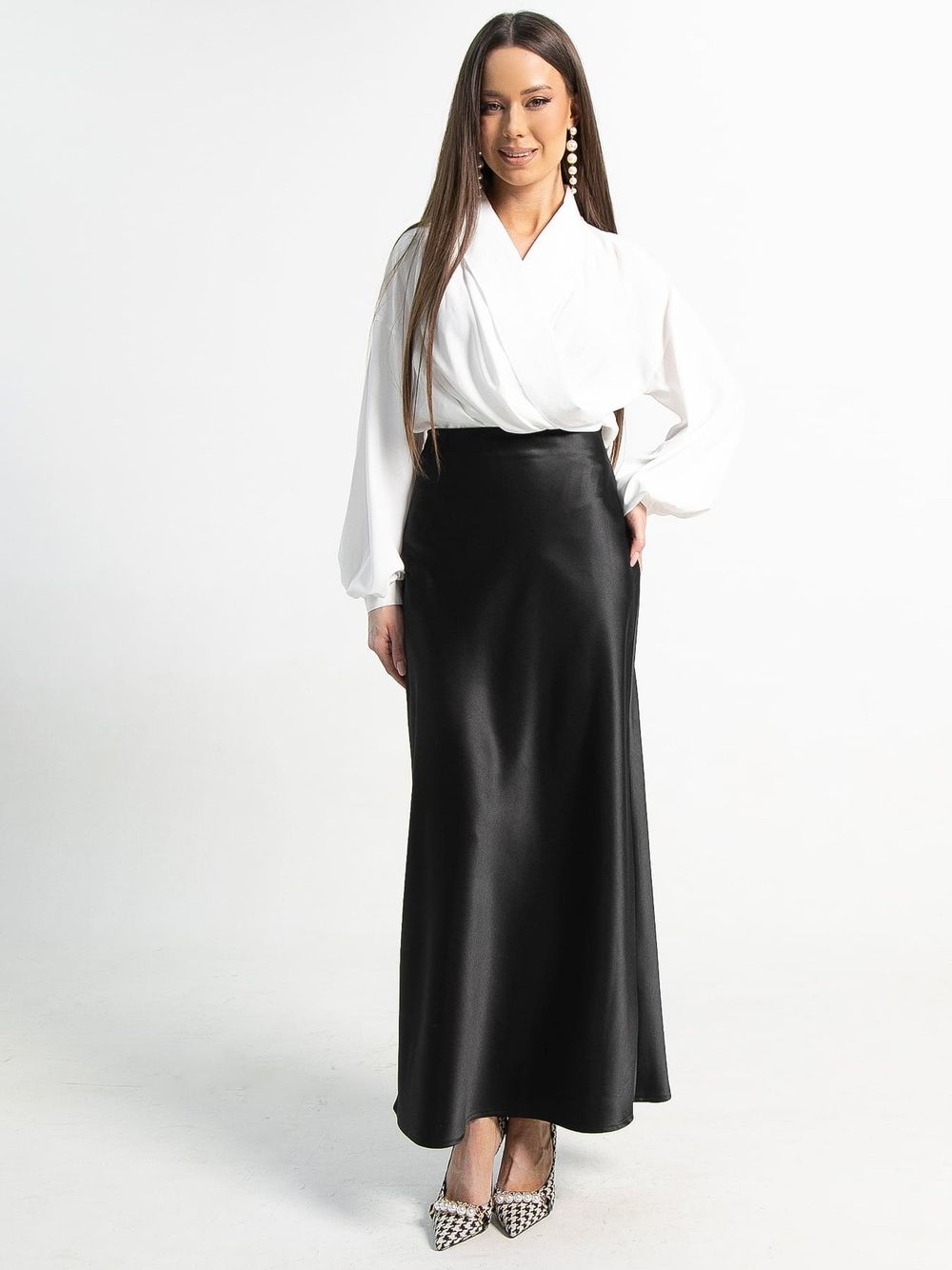 Юбка атласная Эвелин (черная) Ю15258-25М LT Collection