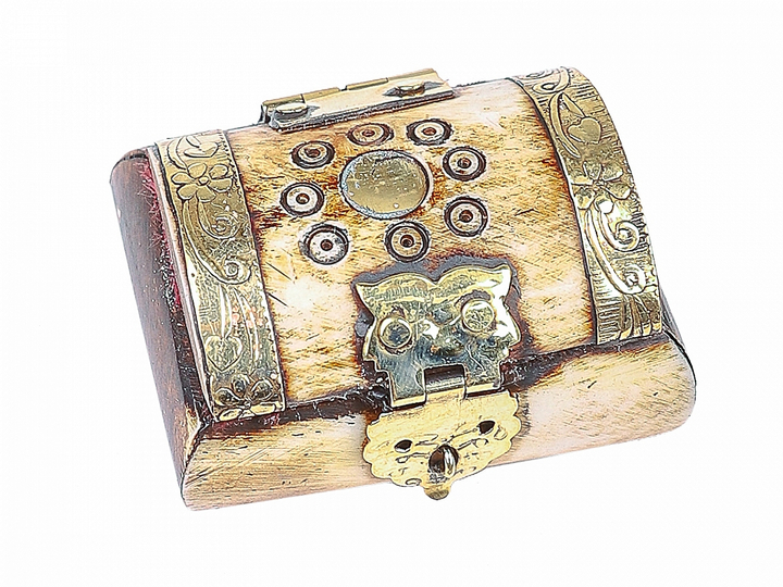 Шкатулка с инкрустацией кость латунь 5,5x4x3 см 462431