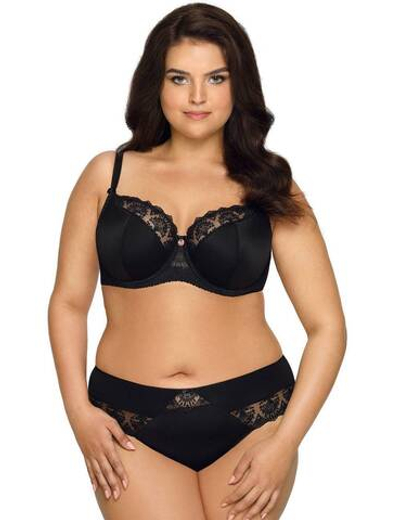Бюстгальтер Freesia с сшивными чашками plus size и кружевом (Размер: 90G) (Цвет: черный)