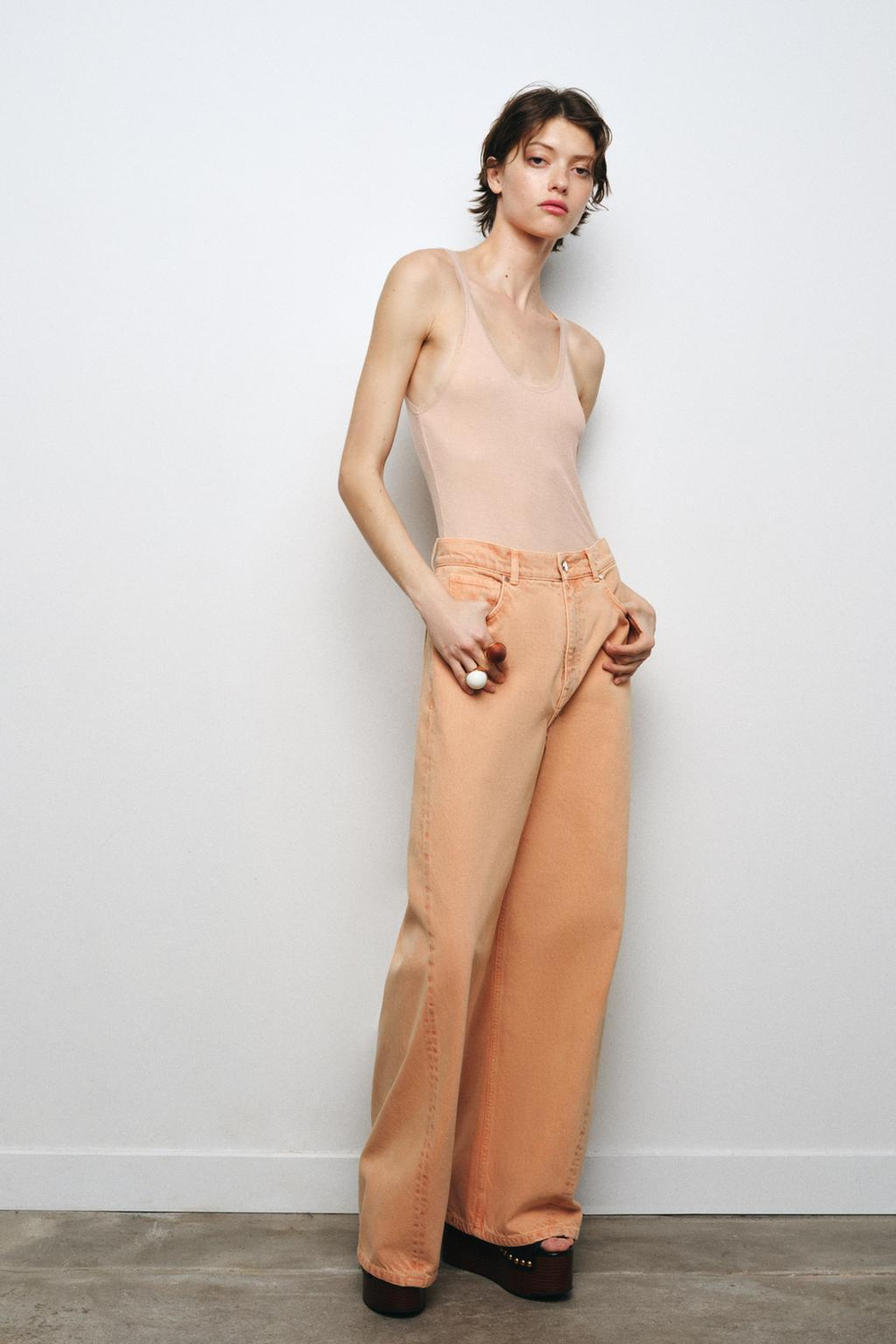 Джинсы wide leg с высокой посадкой — zw collection