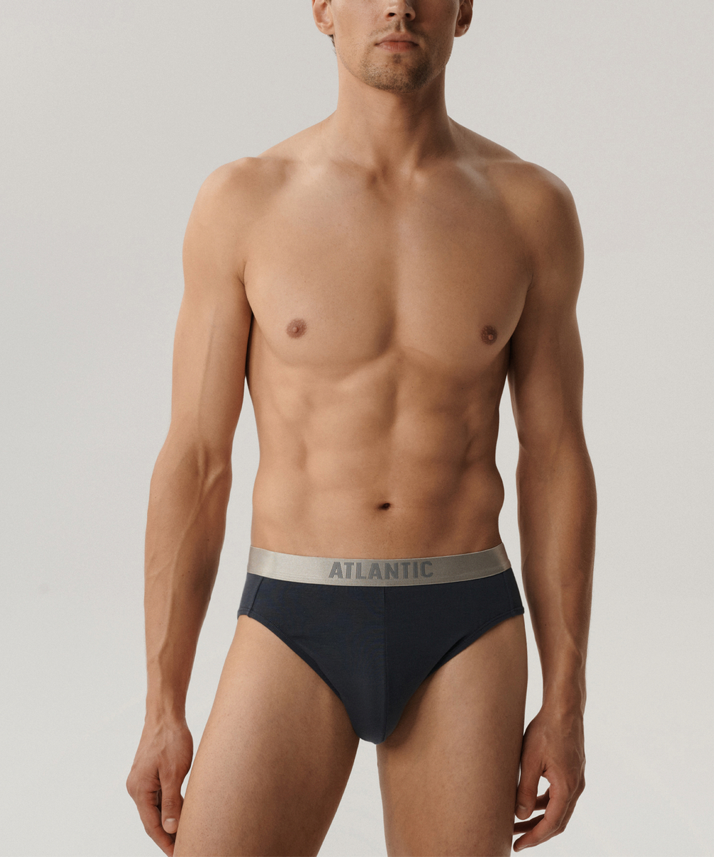 Мужские трусы слипы спорт Atlantic, набор из 2 шт., пима хлопок, графитовые, Basic 2BMP-013