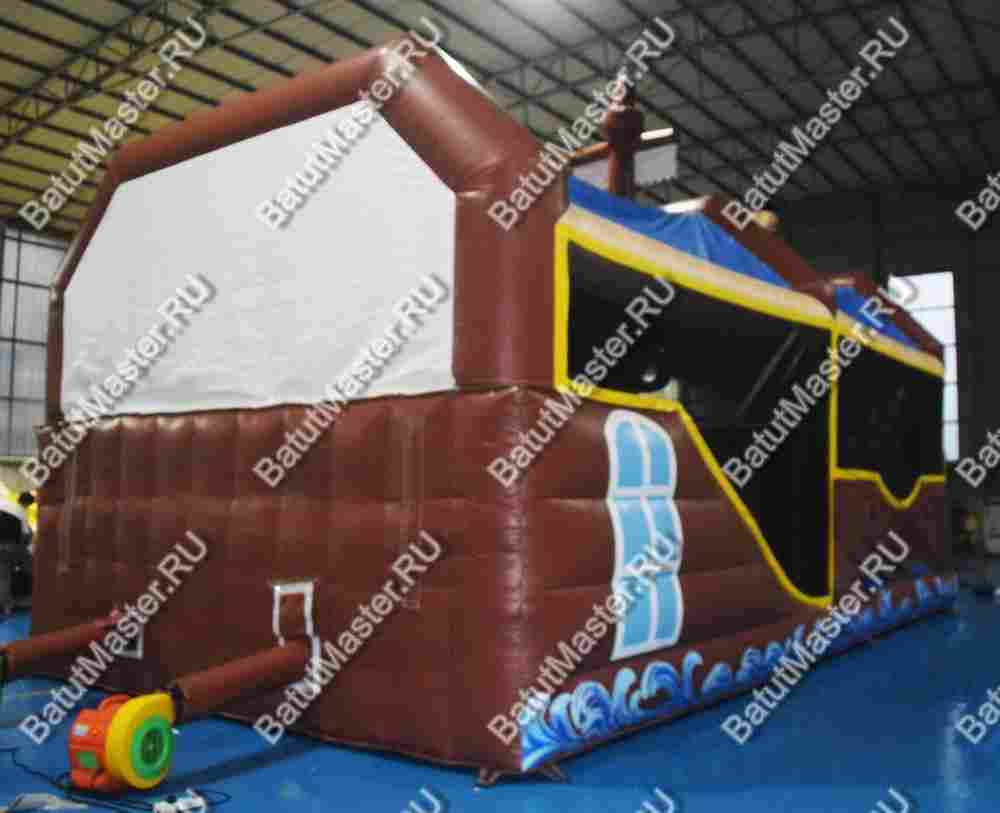 Большой батут-горка "Пиратский корабль 2" с пушками