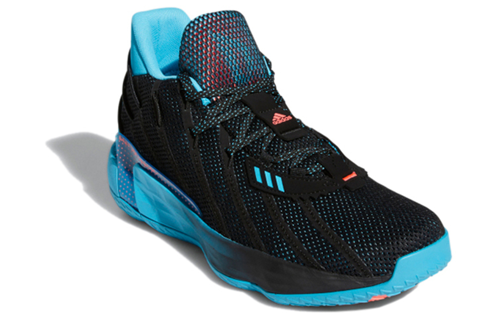 Adidas D lillard 7 Gca round head lace-up fabric breathable wrapping support balance low-top basketball shoes men's red and blue powder