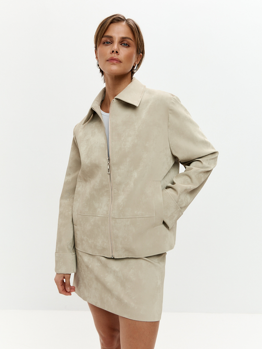 Куртка Сидни из экокожи в оттенке миндаля