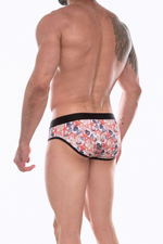 Мужские трусы-брифы с разноцветным принтом в виде ракушек (Размер: XL) (Цвет: белый)