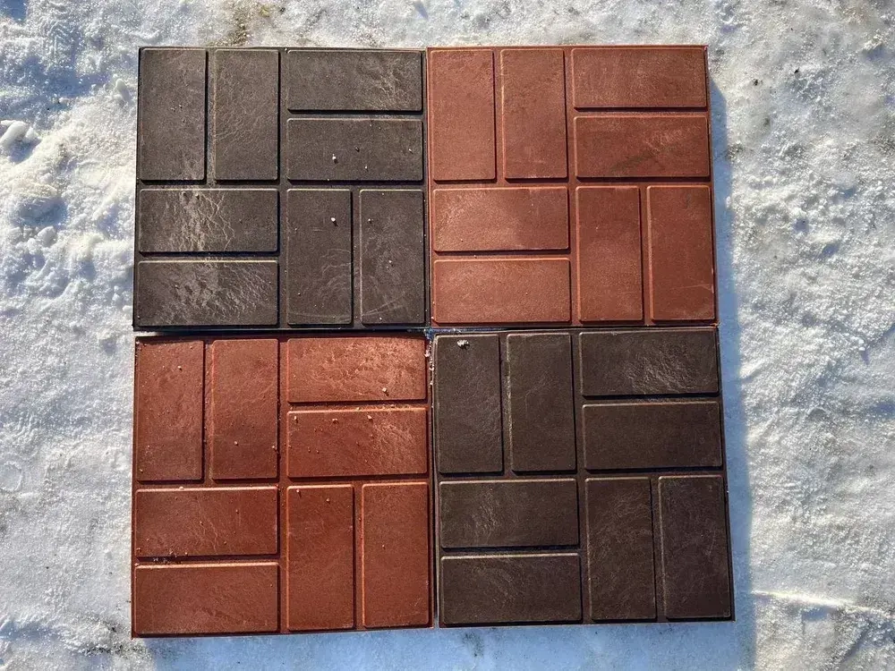 Плитка тротуарная полимерно-песчаная, 8 кирпичей , 33х33х2 см, коричневая, 9 шт.