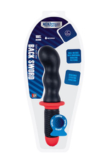 Анальный вибратор с 2 моторами MENZSTUFF BACK SWORD BULBED - 28 см. (Цвет: черный с красным)