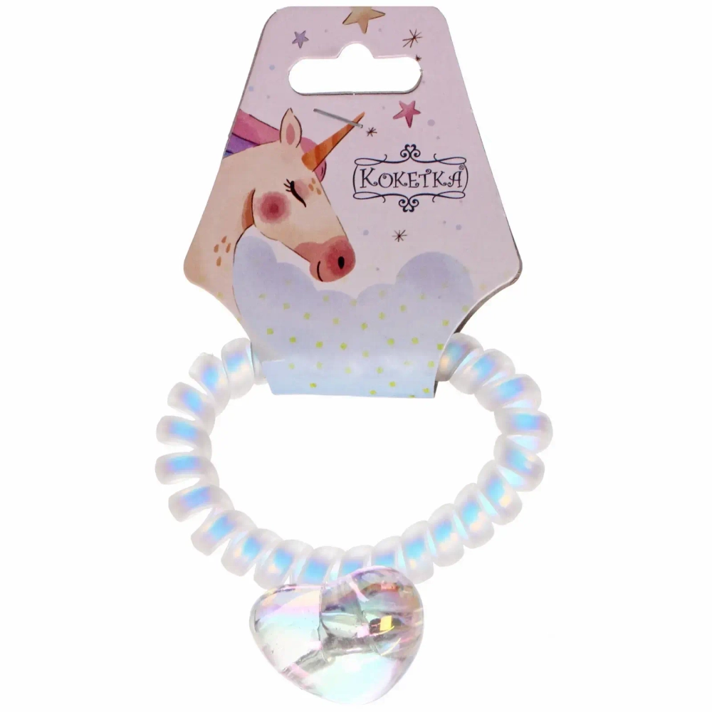 Резинка для волос силиконовая «MARZIPAN», сердечко, цвет белый, d-5,5см (подвес Единорог)