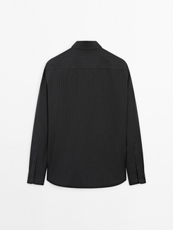 Massimo Dutti Рубашка из 100% хлопка в тонкую полоску, зеленый