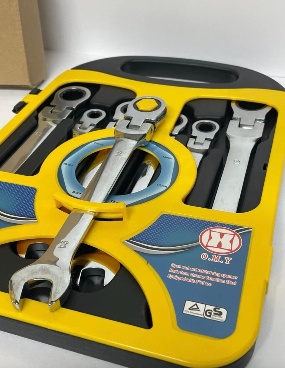 Набор шарнирных ключей с трещоткой 8-19 мм, 7 шт., cr-v, в кейсе, Мастер ТИТАНАТ (1 шт. / за комплект) -