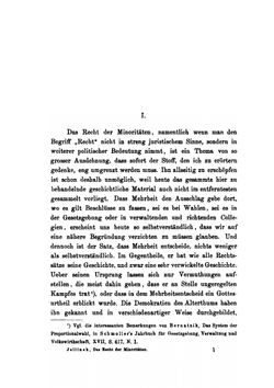 Das Recht Der Minoritäten. Vortag Gehalten in Der Juristischen Gesellschaft Zu Wien | G. Jellinek