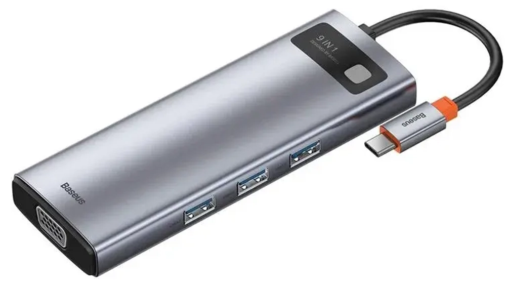 Адаптер Baseus Metal Gleam Series Multi-functional 9 в 1 Type-C HUB (Space Gray) (CAHUB-CU0G)