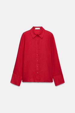 ZARA РУБАШКА ИЗ 100% ЛЬНА — ZW COLLECTION, КРАСНЫЙ