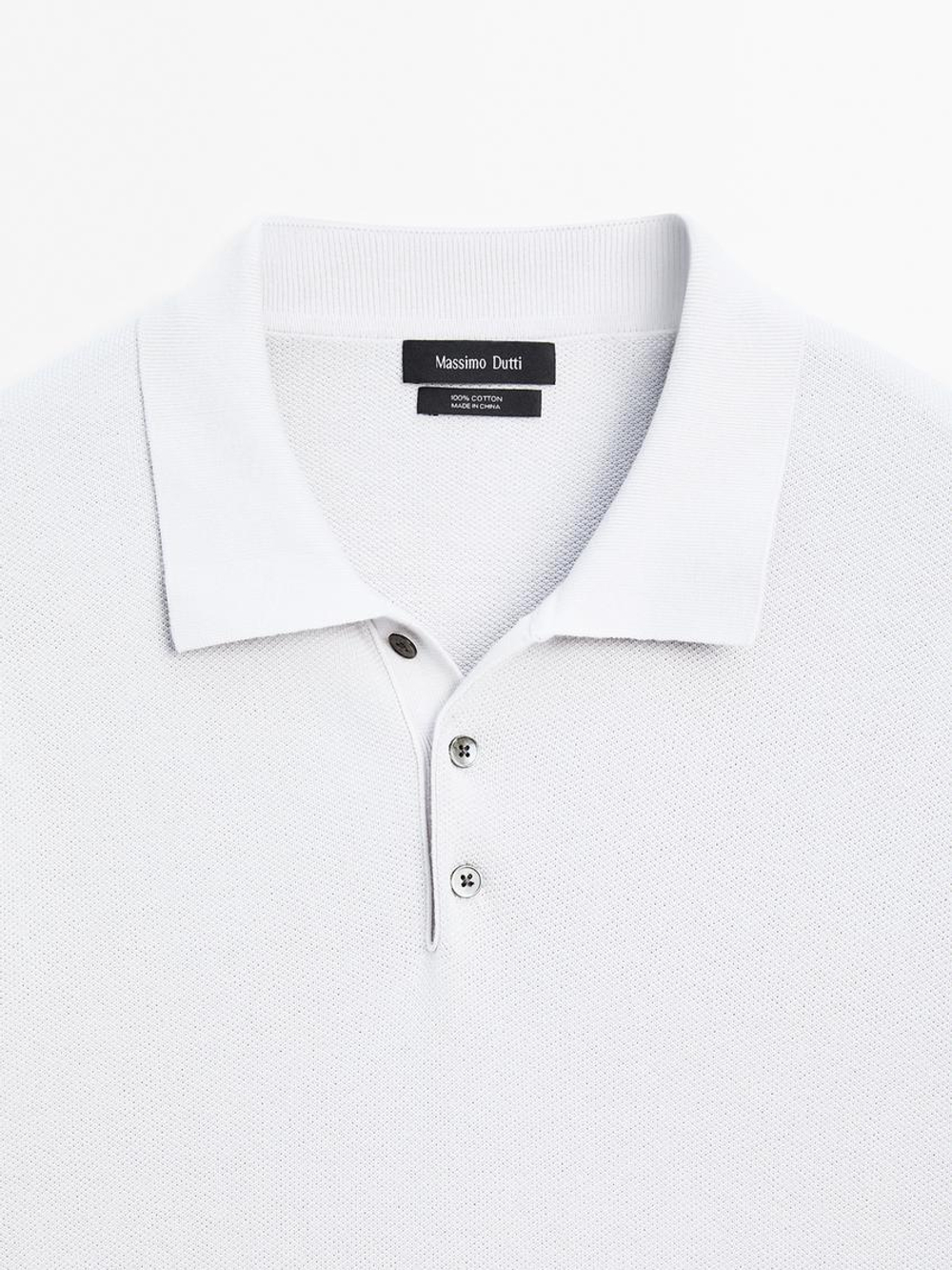 Massimo Dutti Трикотажная футболка с воротником поло, жемчужно-серый