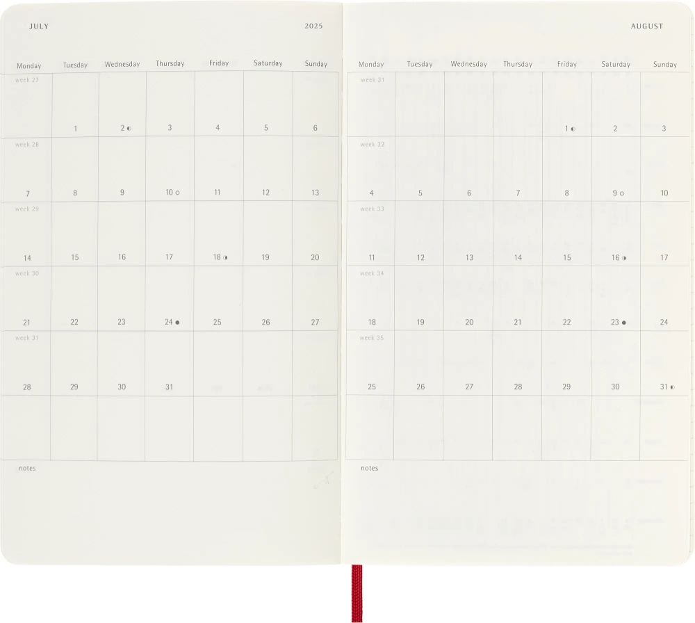 Еженедельник на 2025-2026 гг Moleskine Academic Soft WKNT (DSF218WN3) 13х21 см, мягкая обложка, красный