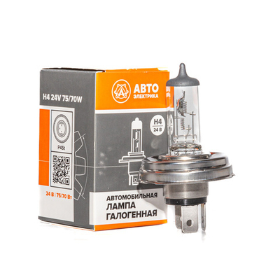 Автолампа галогенная H4, 24 В, 75/70 Вт, P45t
