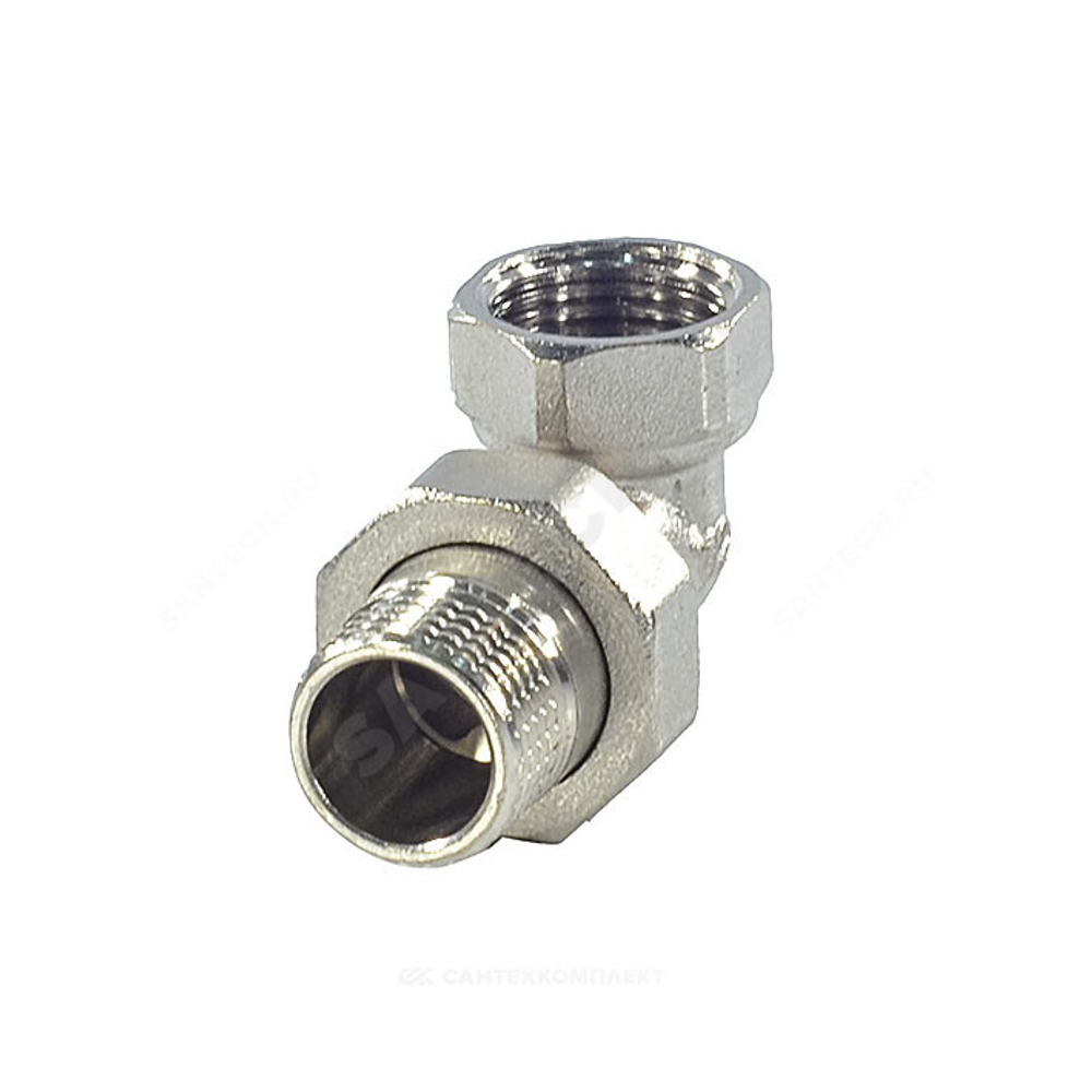 Соединитель латунь никель американка Ду 15 (1/2") угловой ВР/НР SantechSystems