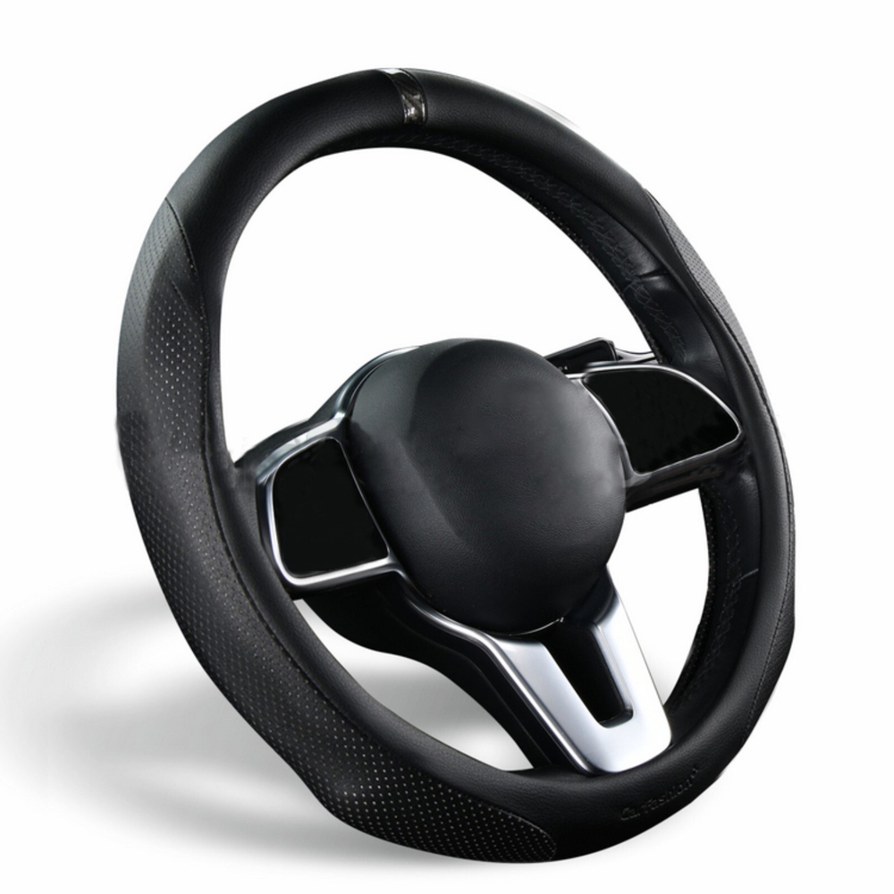 Оплетка на руль круглая CarFashion -М- «TORRENT» 31622 - Экокожа - черный/черный/черный