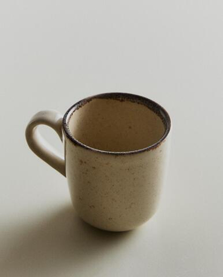 Zara Home чашка из каменной керамики, цвет бежевый, 6.6 см