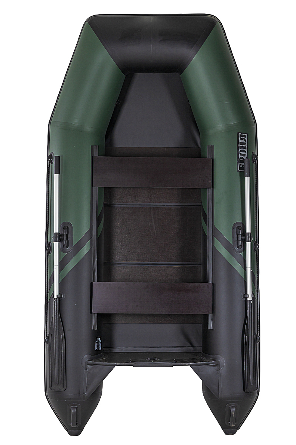 Броня-280 зеленый-черный (лодка ПВХ под мотор с усилением)