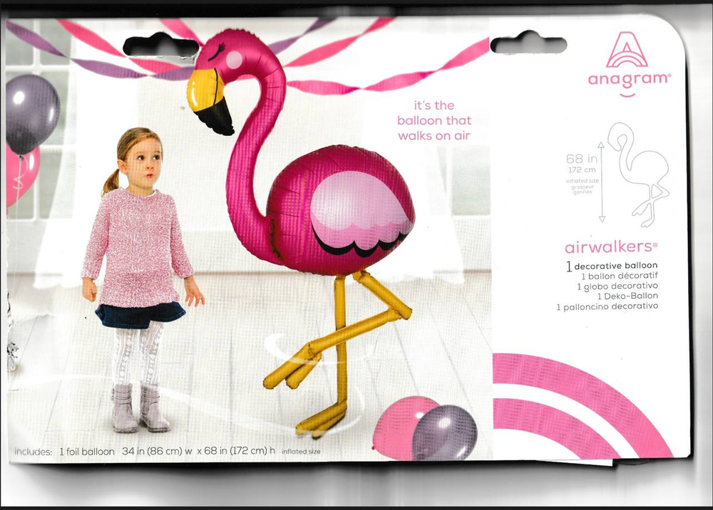 Фольгированный ходячий шар-фигура «Фламинго», 172 см