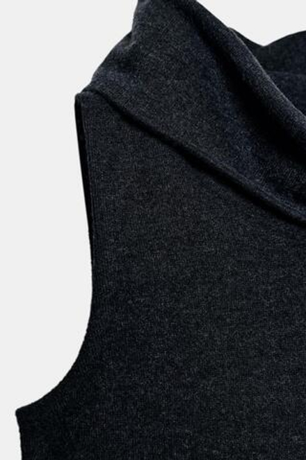 ZARA ТОП В РУБЧИК ИЗ МЯГКОЙ ТКАНИ, ТЕМНО-СЕРЫЙ