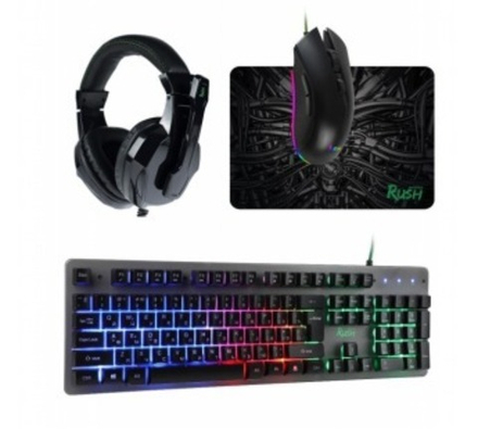 Набор игровой клавиатура+мышь+гарнитура+коврик Smartbuy RUSH Hypnos, черный