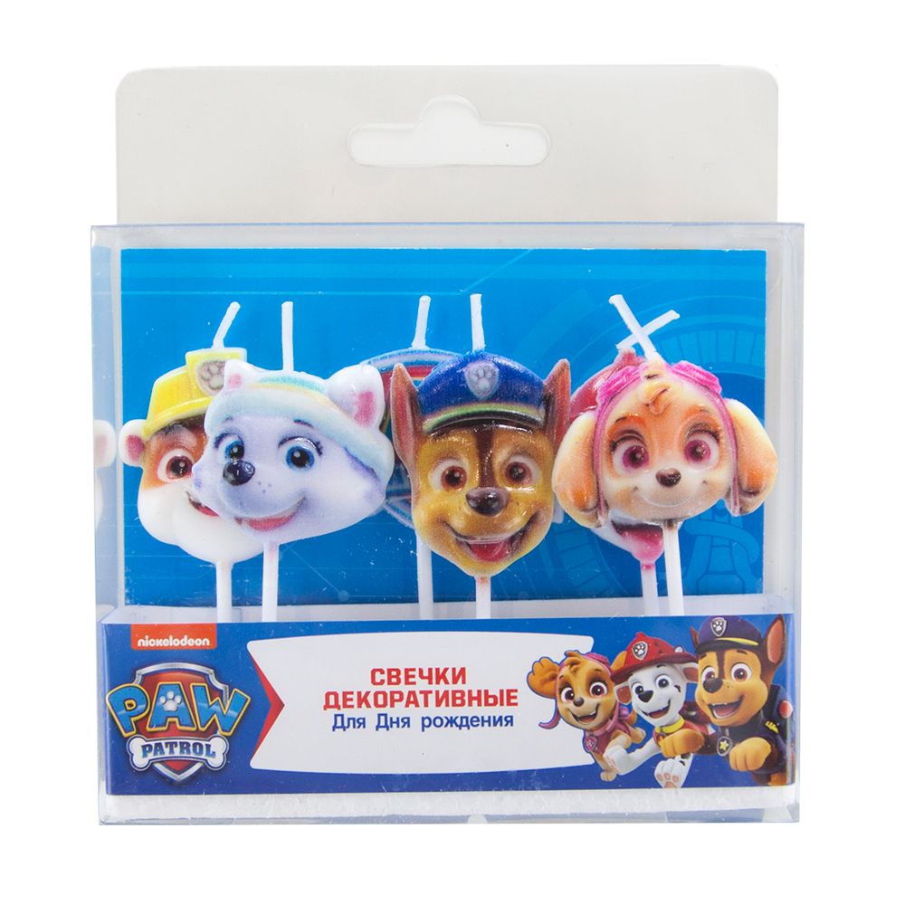 Свечи Щенячий Патруль, 6,5 см, 6 шт.