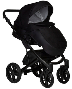 Детская коляска Indigo Mio S 3 в 1 02 черная кожа+черный