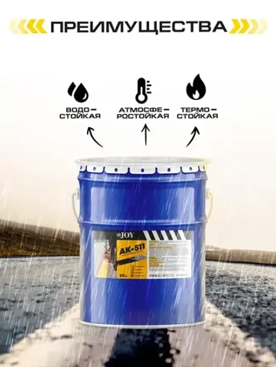 Дорожная краска АК-511 HiJOY , для ДОРОЖНОЙ разметки, краска для пола по бетону, износостойкая, быстросохнущая Серая 20 кг