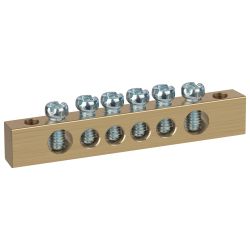 Шина ЭРА NO-122-20 PEN земля-ноль 8х12мм 6/2 латунная крепеж по краям