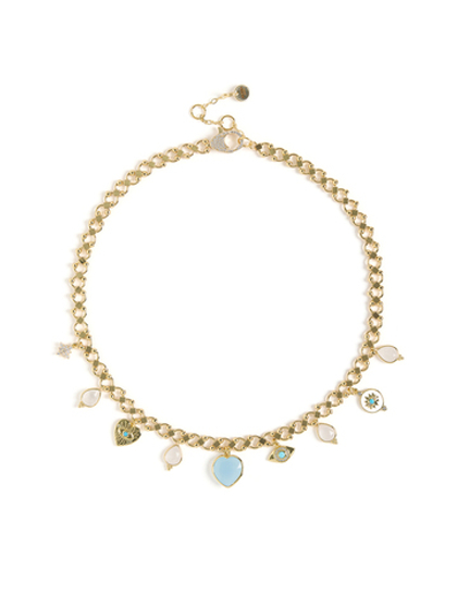 Колье "Amour blue grid" Gold