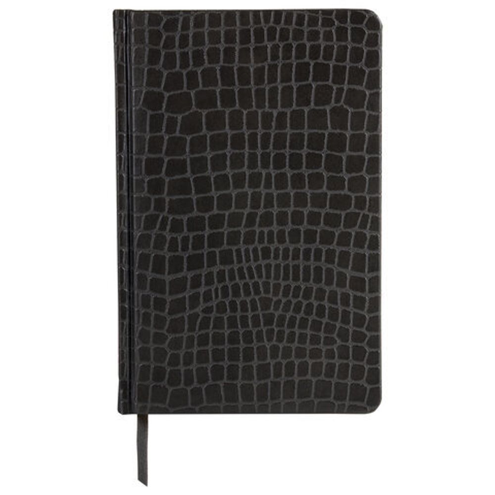 Ежедневник полудатированный А5 (148х218 мм) BRAUBERG "Alligator", кожзам, 192 л., черный, 124985