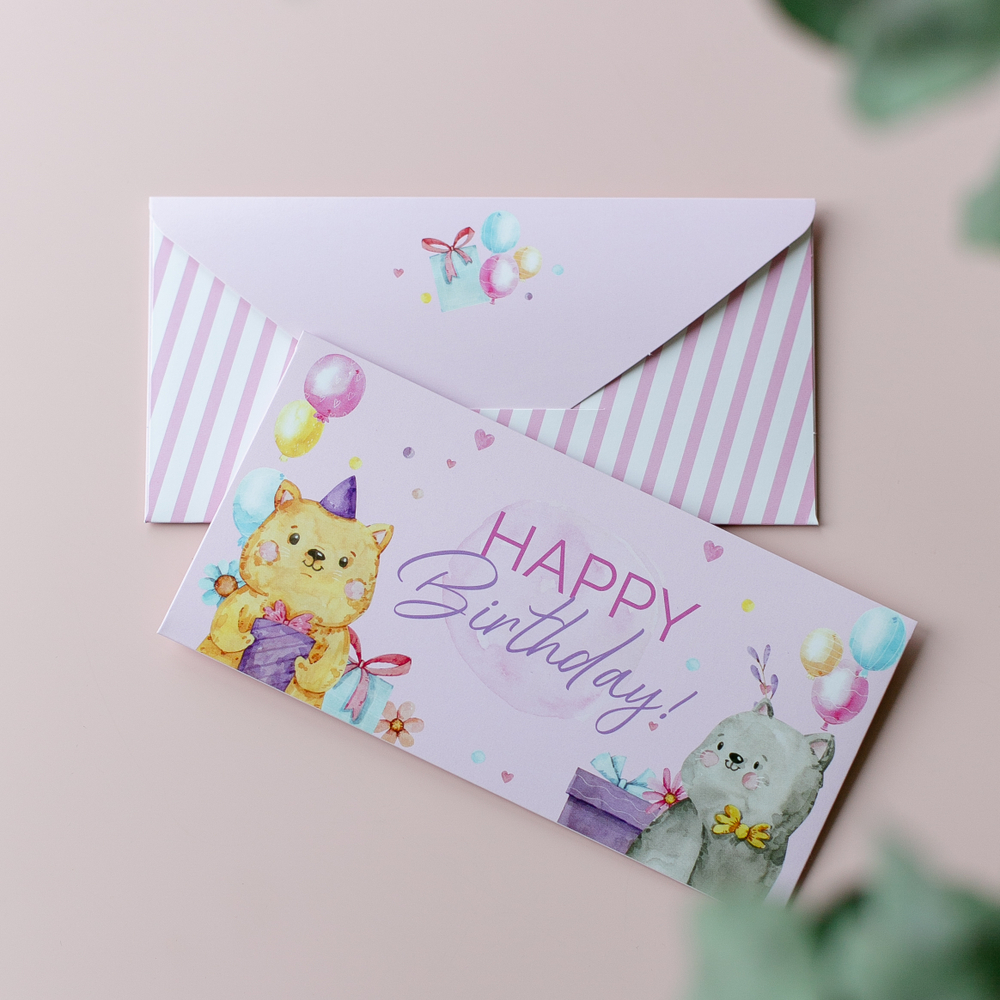 D-638 "Happy birthday!" конверт (цена за упаковку из 5 штук)